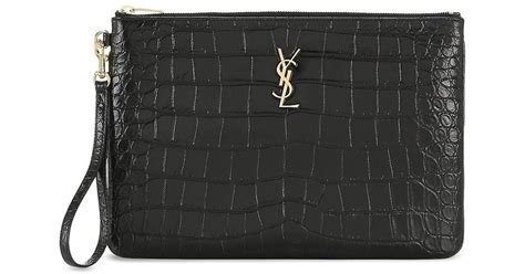 st laurent crocodile leather pouch